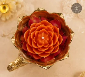 Timeless Elegance Brass Elephant Urli Candle Holder with Floral Wax Design – Decorative Diya Bowl for Diwali, Pooja, Home Decor & Housewarming Gifts (10 cm x 10 cm, 100g)