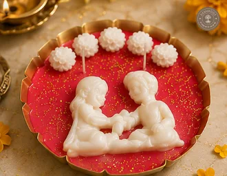 Festive Decorative Candle Gift Set of 2 - Ganpati & Brother-Sister Theme Premium Candles in Gift Box