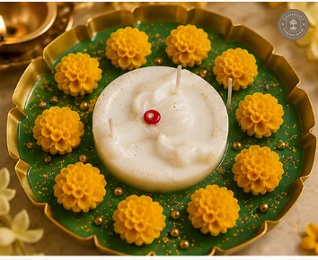 Festive Decorative Candle Gift Set of 2 - Ganpati & Brother-Sister Theme Premium Candles in Gift Box
