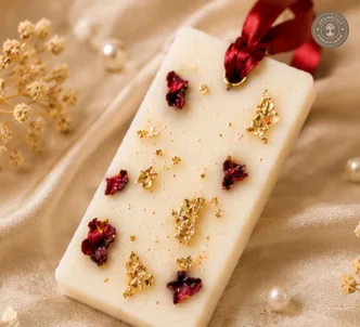 Handmade Scented Wax Tablets with Gold Leaf & Dried Rose Petals – Hanging Wardrobe Freshener