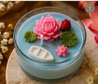 Jumbo Lotus Pond Tealight Candles Set of 8 – Decorative Floating Lotus Flower Wax Candles in Glass Cup