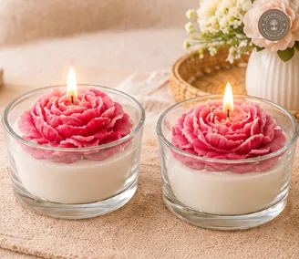 Luxury Rose Flower Candle in Glass Jar – Handmade Decorative Scented Candle for Home Décor
