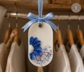 Luxury Floral Wax Sachets with Blue Daisy Design – Handmade Scented Wax Tablets for Home Décor