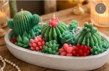 Luxury Succulent Garden Decor Soy Wax Candle in Oval Planter