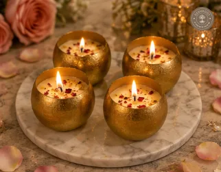 Luxury Gold Peony Scented Candle Gift Set (Pack of 2 or 4) – 6 cm Mini