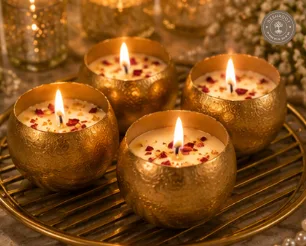 Luxury Gold Peony Scented Candle Gift Set (Pack of 2 or 4) – 6 cm Mini