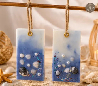 Handmade Ocean Wax Tablets (Pack of 2) – Sea Shell & Pearl Design – Scented Wardrobe Freshener