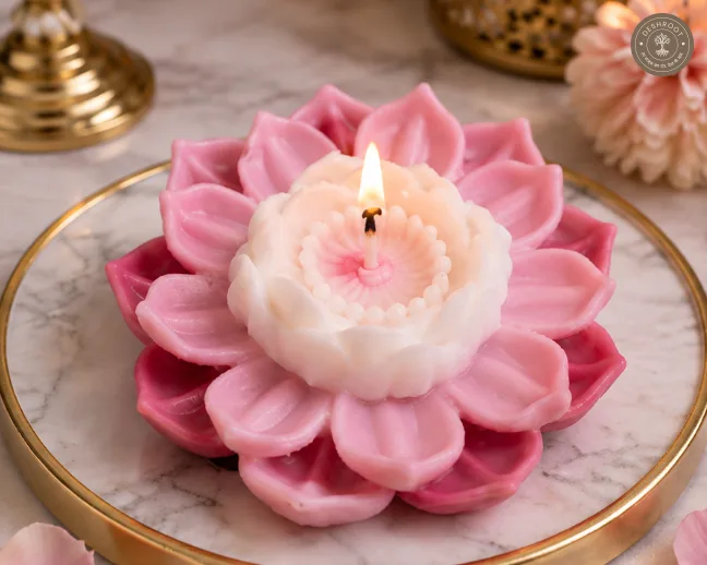 Lotus Flower Decorative Candle in Gift Box– Floral Candle for Home Décor & Gifting
