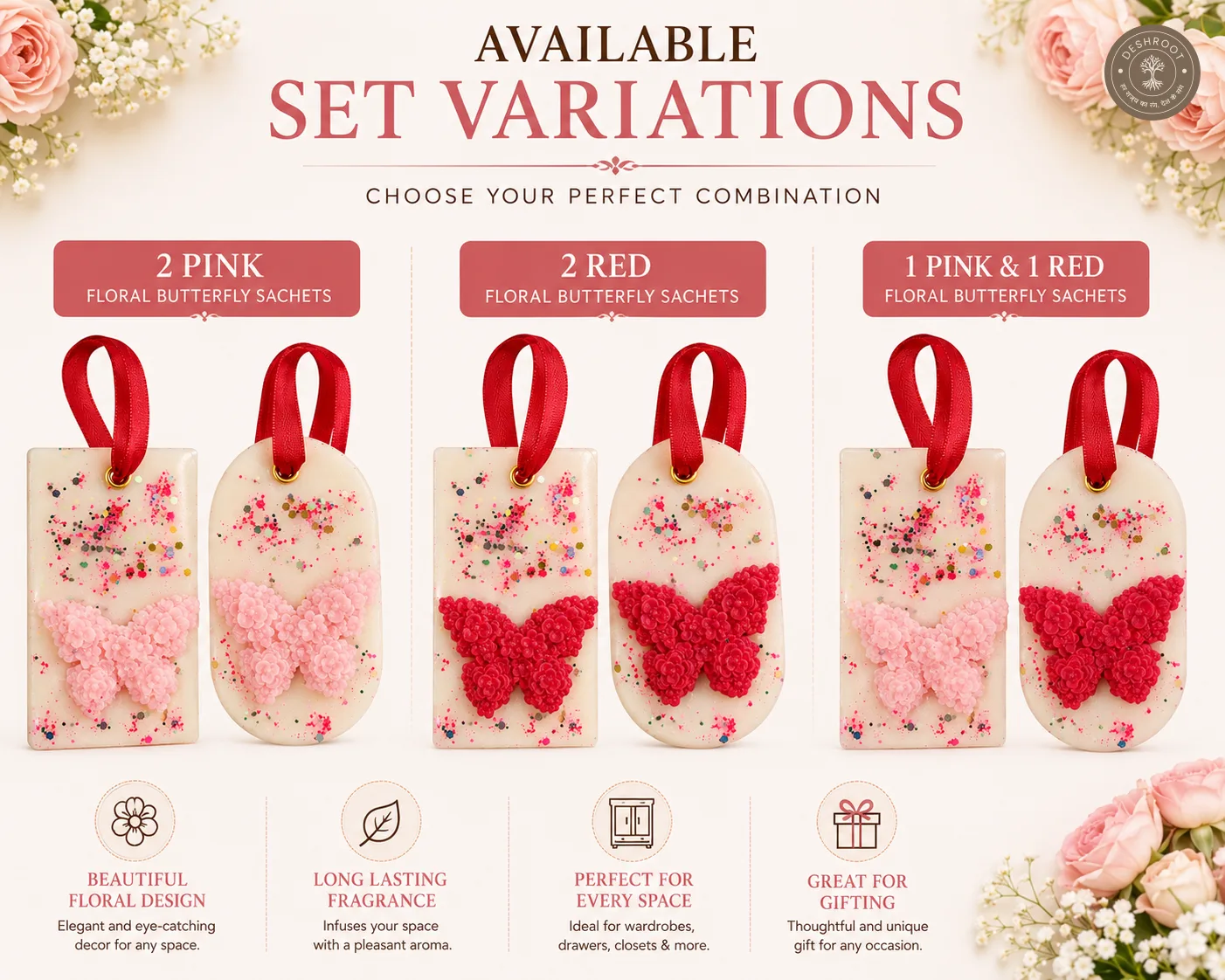 Floral Butterfly Wax Sachet Sets