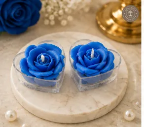 Royal Blue Rose Heart Tealight Candles – Luxury Scented Gift Set