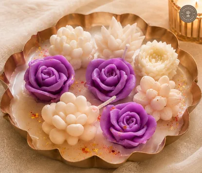 Lavender Scented Floral Candle Gift Set