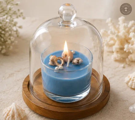 Ocean Escape Scented Candle – Handcrafted Ocean-Themed Decorative Candle with Seashell Accent