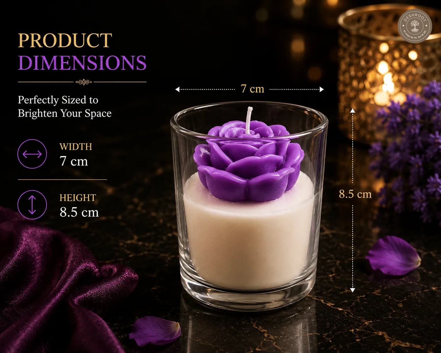 Handcrafted Purple Rose Scented Candle in Glass Jar – Premium Soy Wax Candle