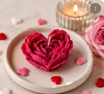 Blush Pink Blush Bloom Heart Floral Decorative Scented Candle
