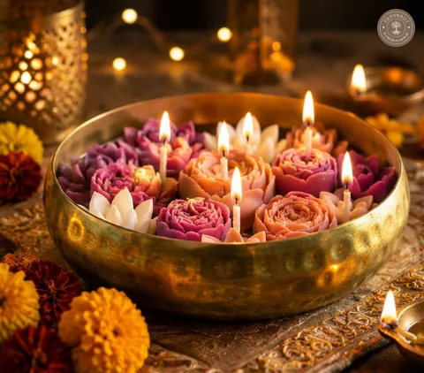 Mauve / Ivory Floral Garden Urli Candle