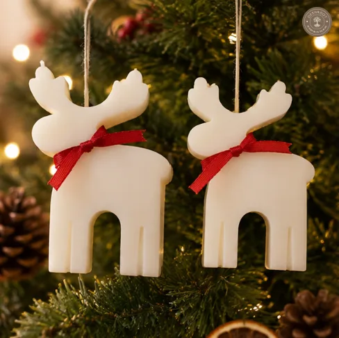 Ivory Xmas Reindeer Christmas Candle