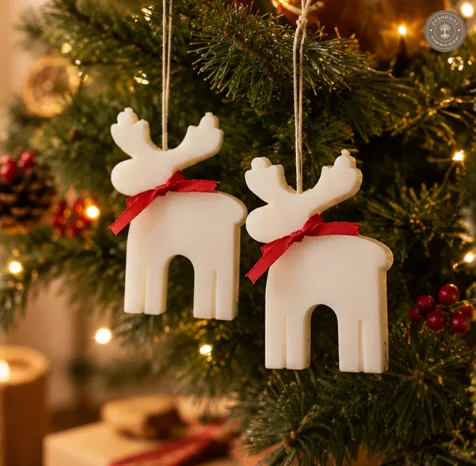 Ivory Xmas Reindeer Christmas Candle