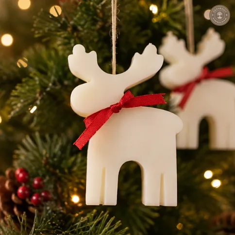 Ivory Xmas Reindeer Christmas Candle