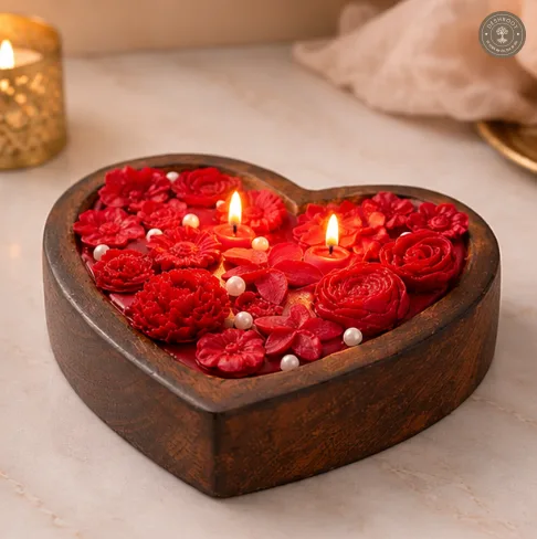 Red Scarlet Rose Heart Decorative Scented Candle