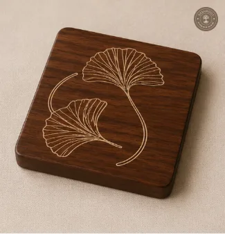 Ginkgo Elegance Wooden Coaster Set