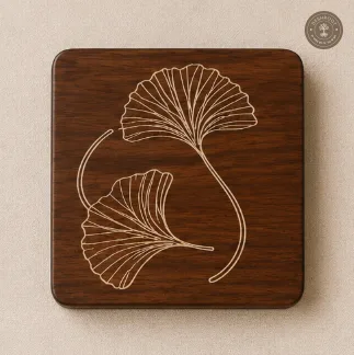 Ginkgo Elegance Wooden Coaster Set