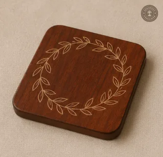 Laurel Bloom Handcrafted Wooden Coaster