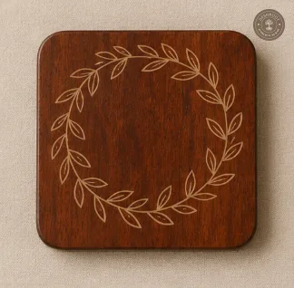 Laurel Bloom Handcrafted Wooden Coaster