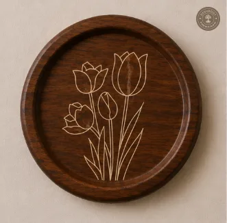 Tulip Bloom Handcrafted Wooden Wall Plate