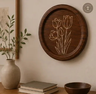 Tulip Bloom Handcrafted Wooden Wall Plate