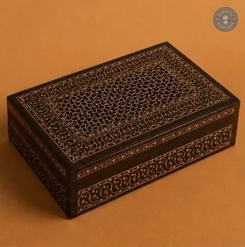 Royal Arabesque Handcrafted Wooden Tea Coaster Box