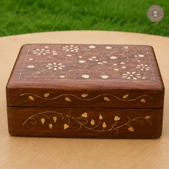 Floral Vine Handcrafted Wooden Tea Coaster Box Set
