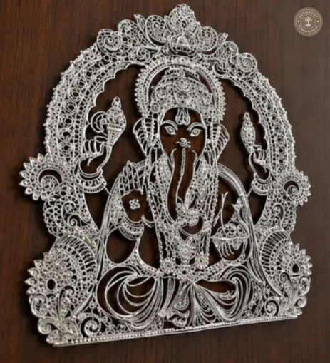 Divine Ganesha Handcrafted Wooden Wall Frame