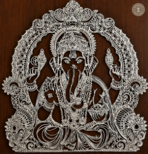 Divine Ganesha Handcrafted Wooden Wall Frame