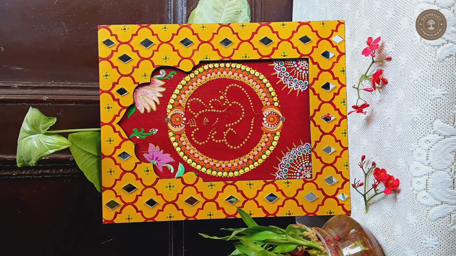 Ganpati Jharokha hanging with mirrors (12x10 inch)