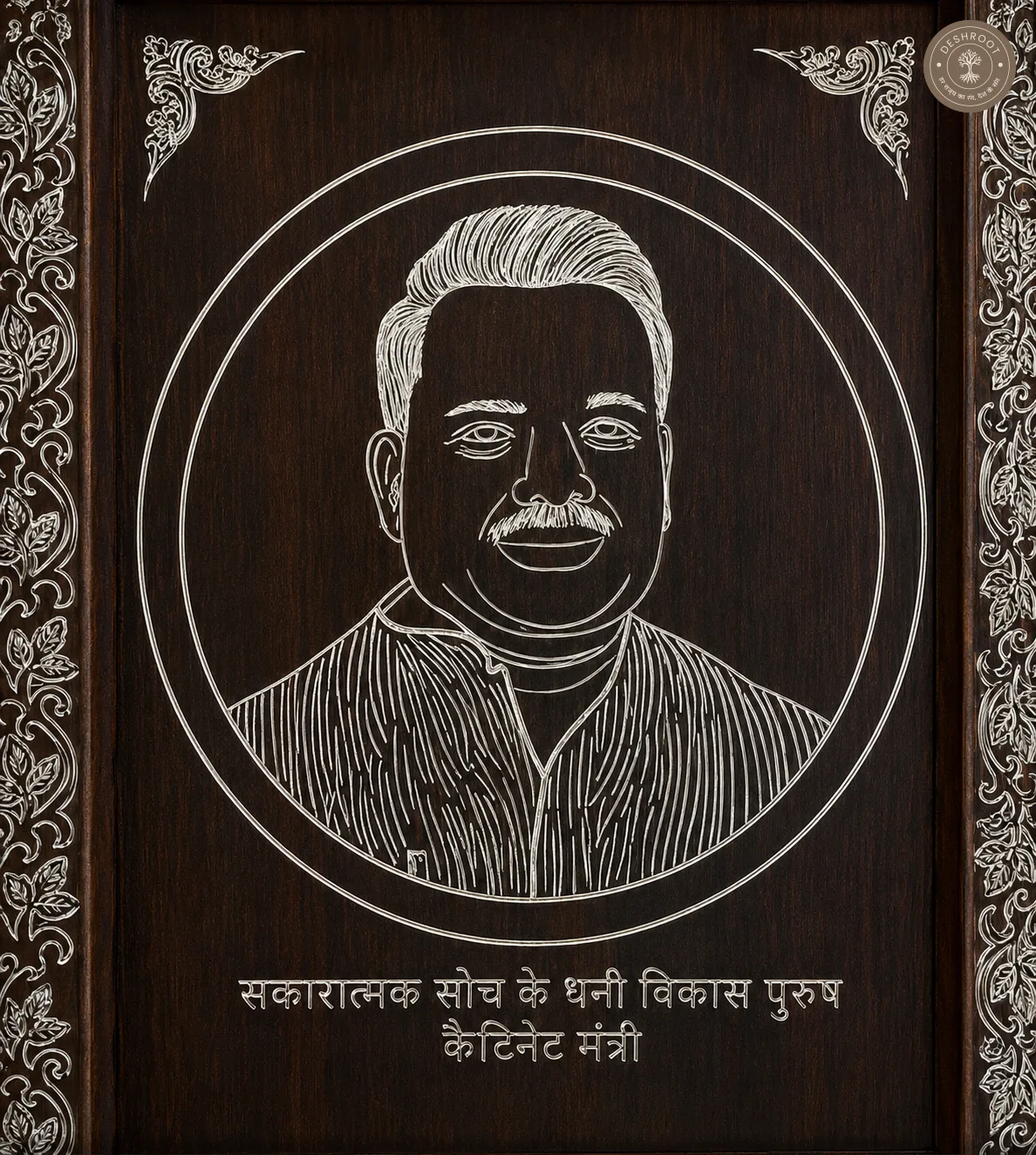 Custom Engraved Wooden Portrait Plaque