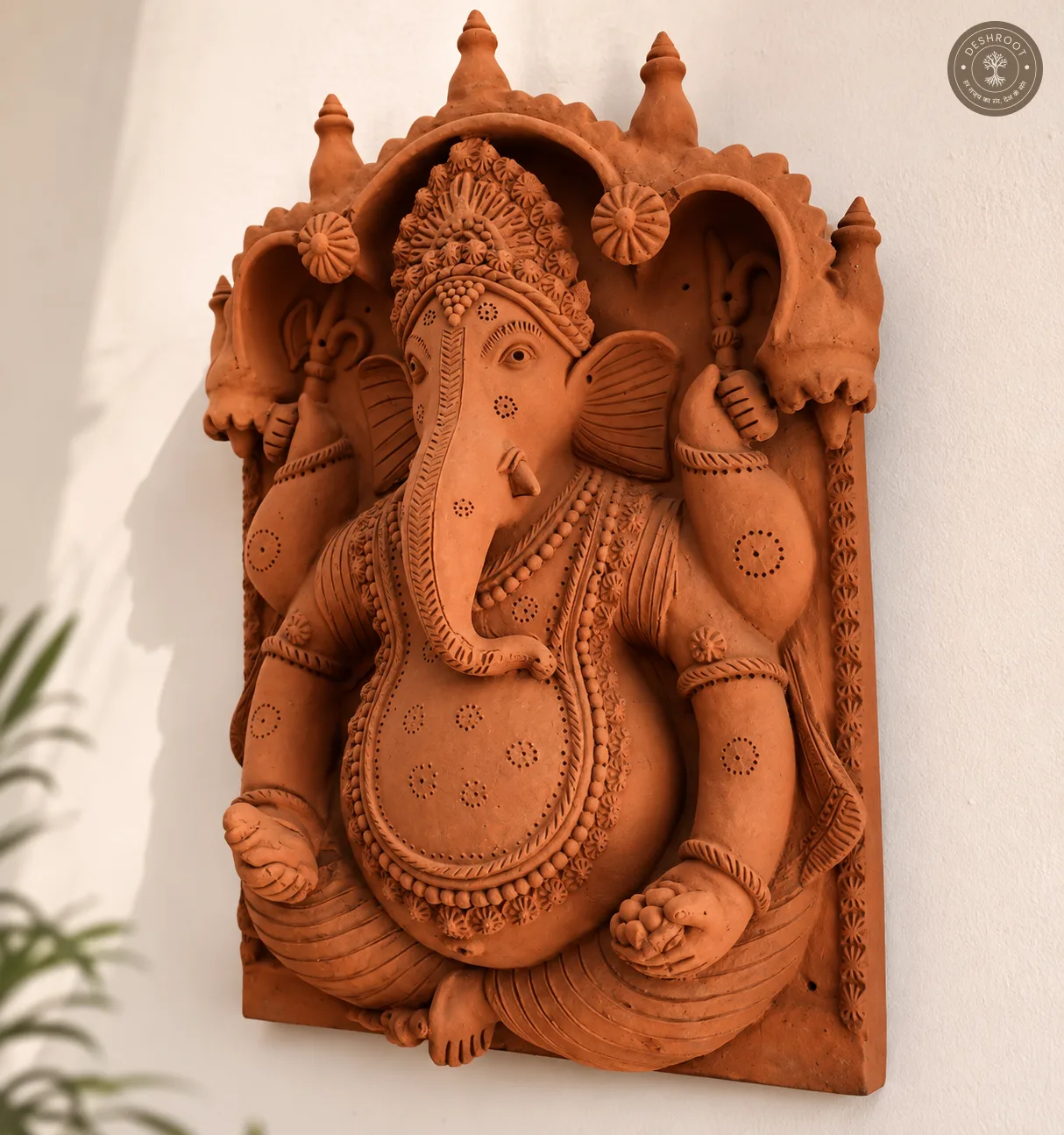 Handcrafted Terracotta Lord Ganesha Wall Panel – Rajasthani Clay Art