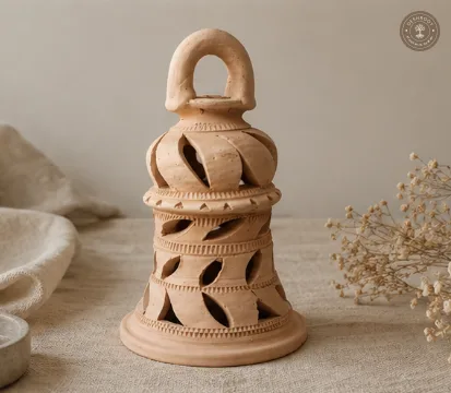 Rajasthani Terracotta Handcrafted Lantern - Traditional Jali Clay Decor