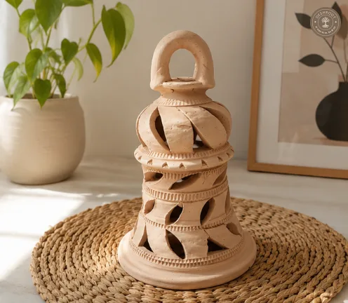 Rajasthani Terracotta Handcrafted Lantern - Traditional Jali Clay Decor