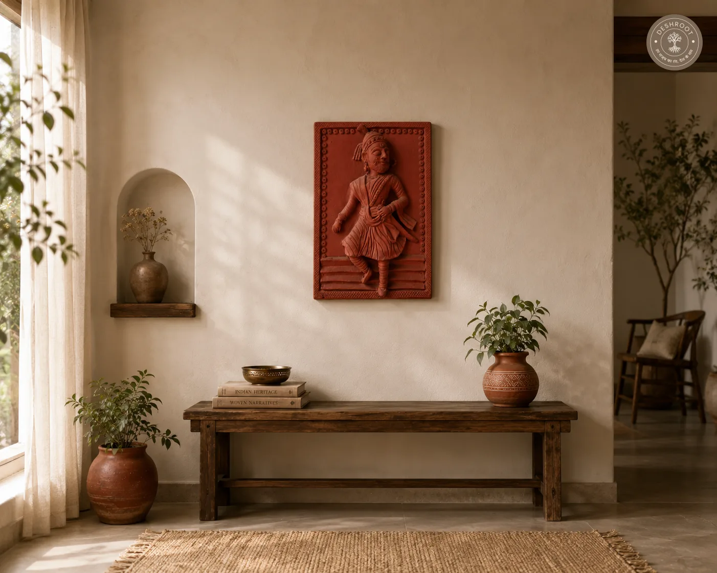 Rajasthani Terracotta Folk Dancer Wall Panel