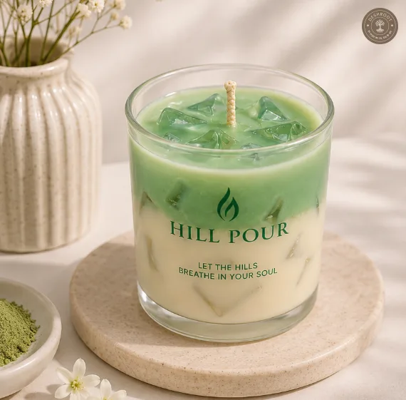 Hill Pour Matcha Latte Jasmine Soy & Gel Wax Candle