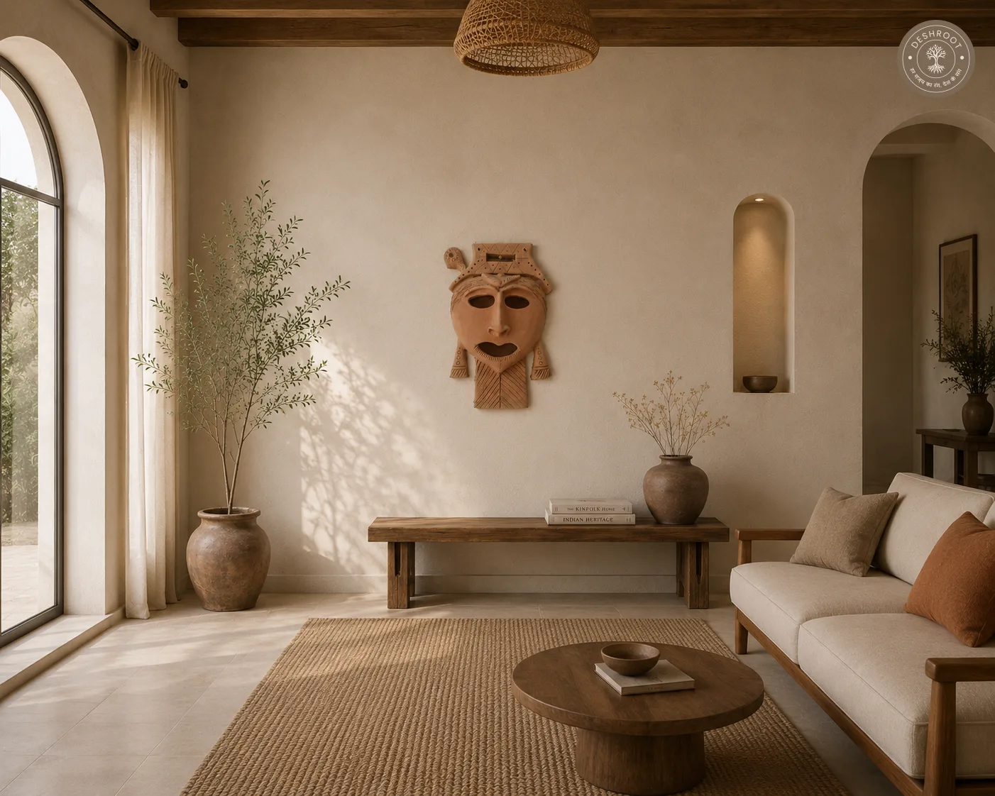 Rajasthani Terracotta Folk Mask Wall Art
