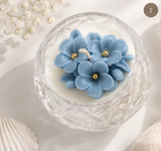 Hill Pour Blue Bloom Sea Breeze Soy Wax Glass Bowl Candle
