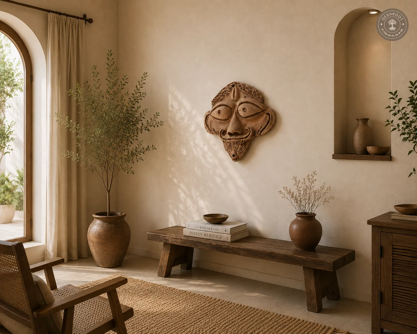 Rajasthani Terracotta Tribal Face Wall Mask
