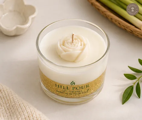 Hill Pour Rose Charm Lemongrass Soy & Gel Wax Candle