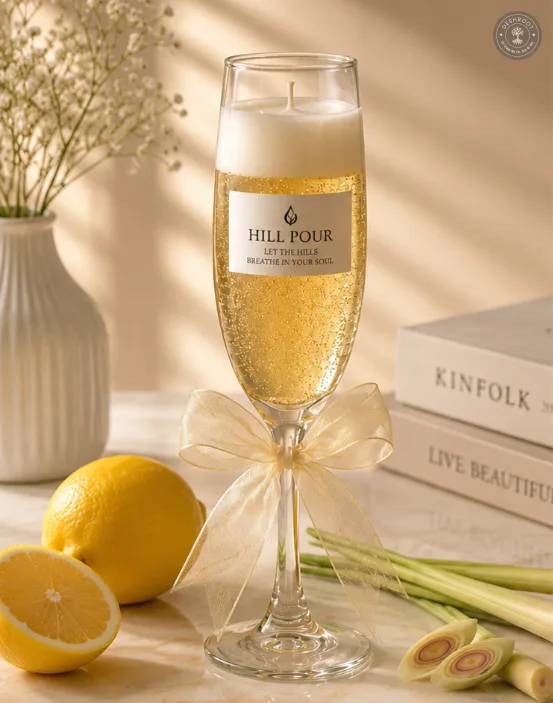 Hill Pour Champagne Light Lemongrass Gel Wax Candle