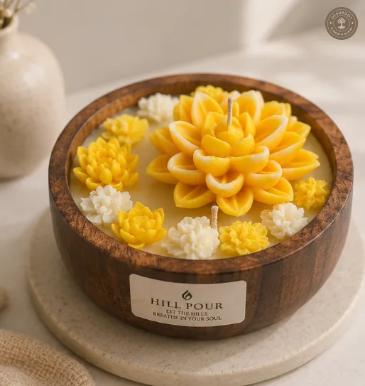 Hill Pour Sunlit Bloom Ylang Ylang Soy Wax Wooden Bowl Candle