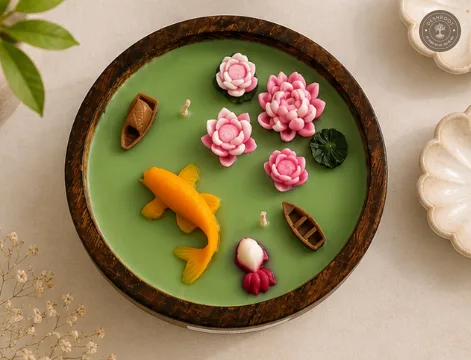 Hill Pour Lotus Pond Sandalwood Soy Wax Wooden Bowl Candle