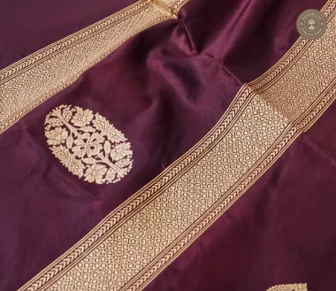 Katan Silk Banarasi Dupatta – Wine Purple with Floral Zari Butis & Intricate Woven