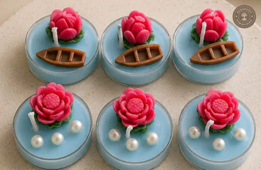 Hill Pour Lotus Pond Decorative Tealight Candle Set - Pack of 6