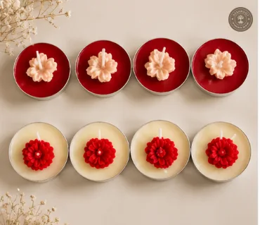 Hill Pour Tiny Floral Tealight Soy Wax Candle Set – Pack of 8